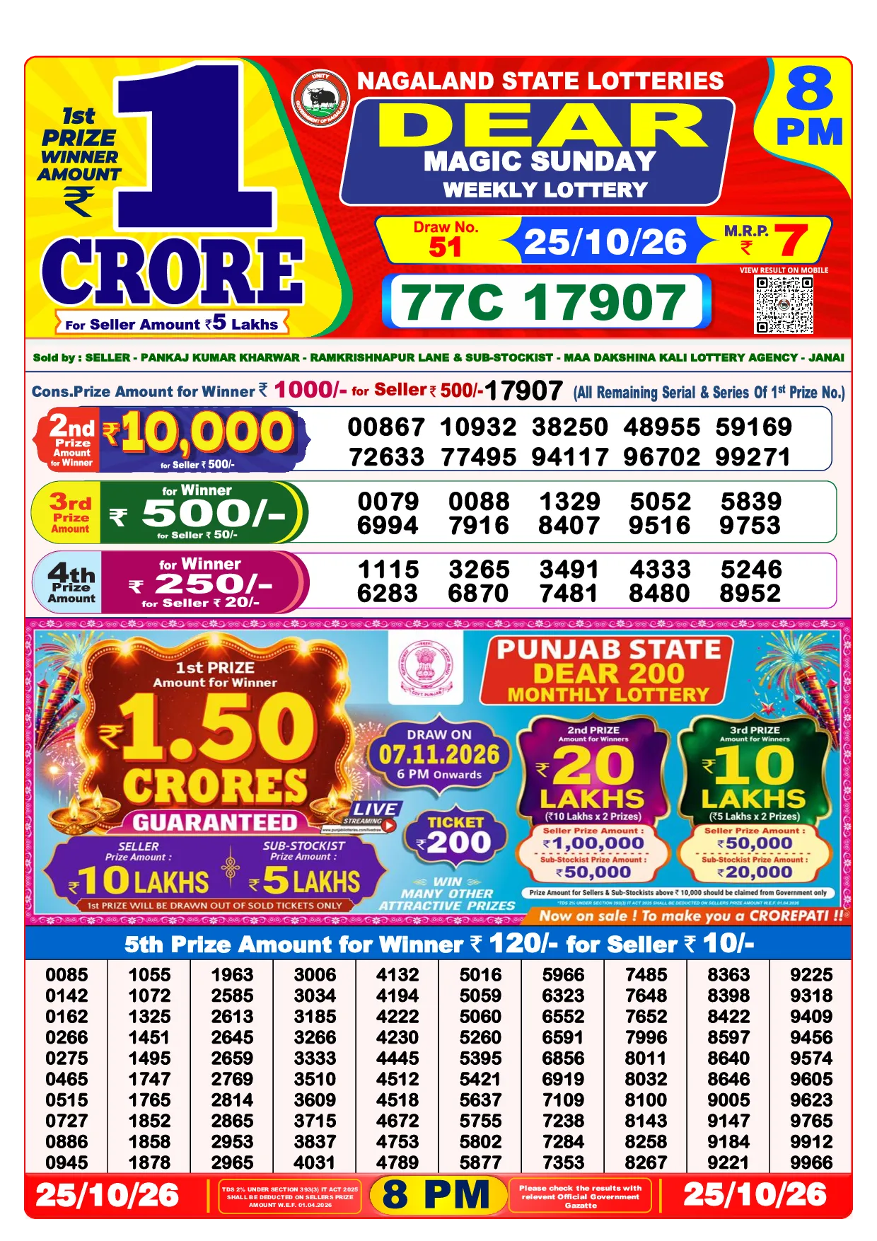 Result 8:00 PM Draw Result